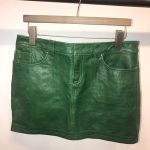 Alice and Olivia Green Leather Skirt
